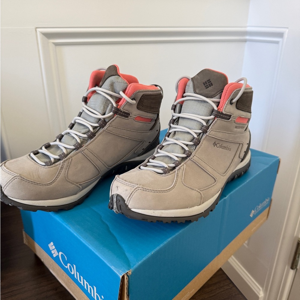 Columbia Tan and Coral Hiking Boots